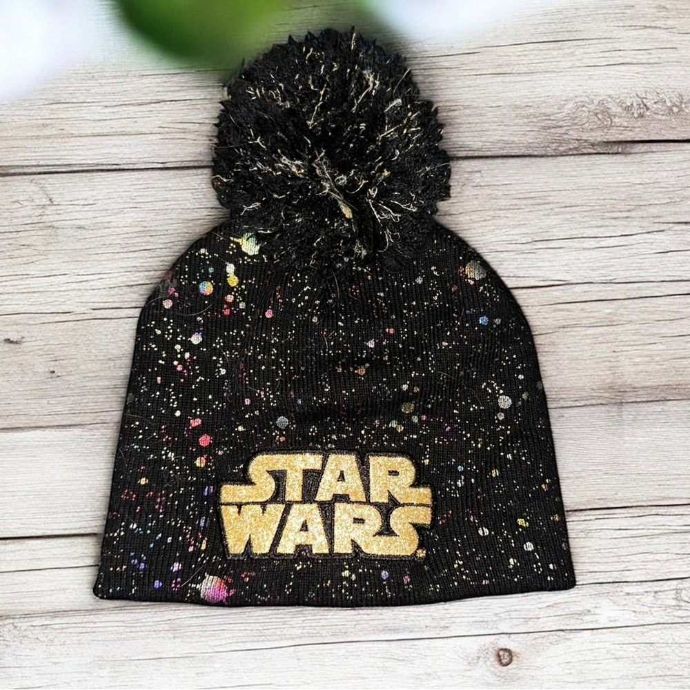 Star Wars Women’s Unisex Black Multicolor Logo Winter Hat Beanie